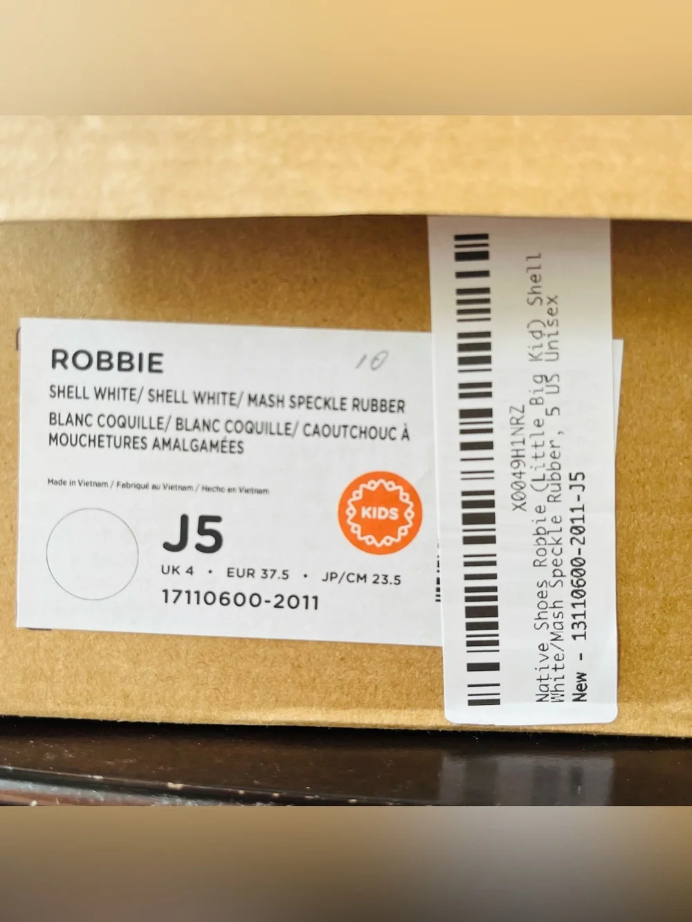 NATIVE Robbie Sugarlite Slip-On Water Play Sneakers Shoes Shell White Junior J5